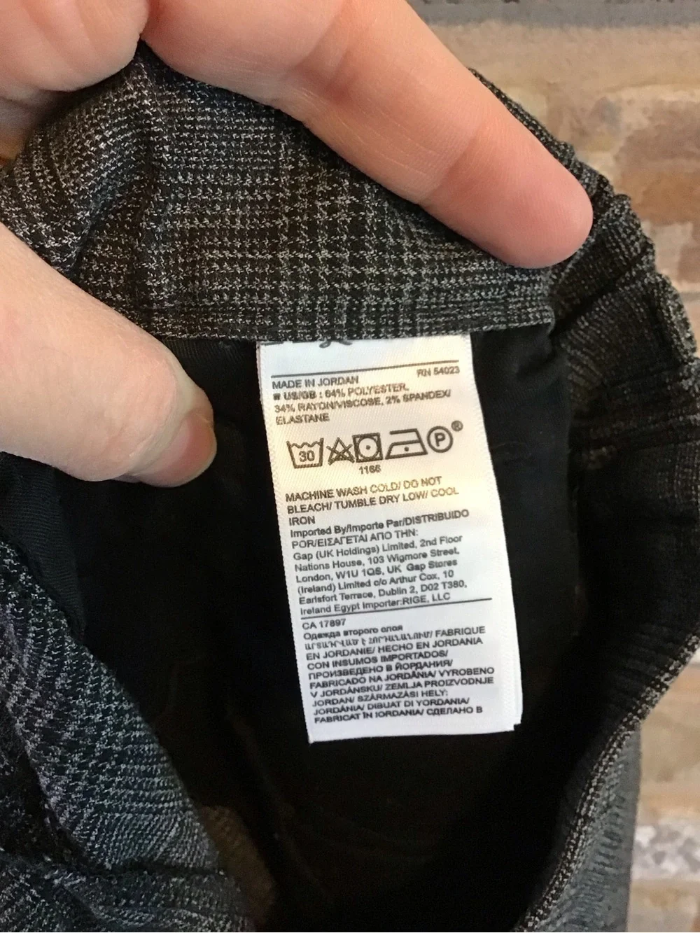 Banana Republic Men's Slim Fit Charcoal Black Plaid Drawstring Dress Pants 34